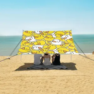 Duck Beach Canopy Tent Anti-UV & Wind Resistant, Camping Sun Shelter Easy Setup Portable,Outdoor Shade Tents with Sandbags,Sand Shovels,Ground Pegs & Stability Poles