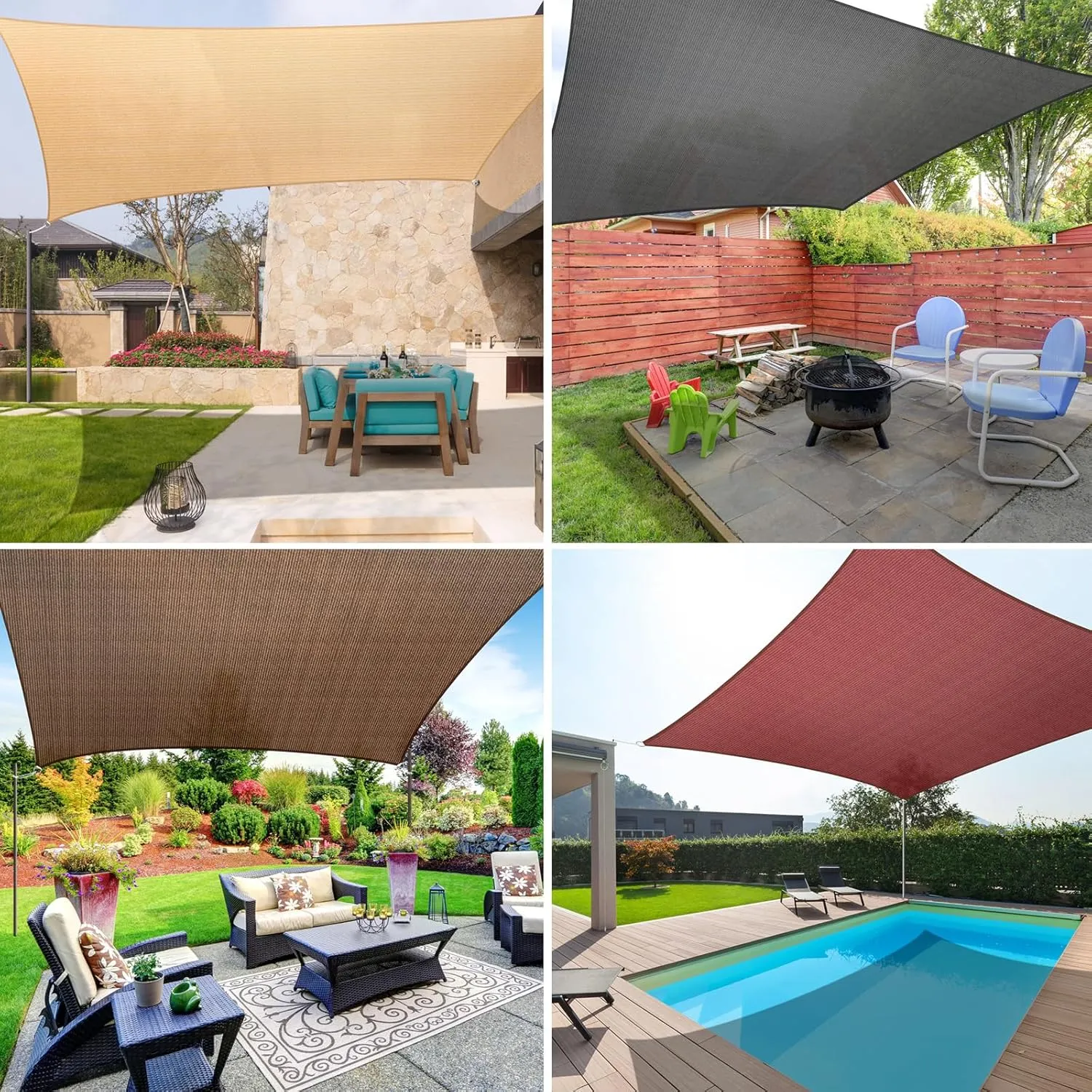 Duerer Sun Shade Sail Canopy 20' x 16' Rectangle, 95% UV Block, Permeable 185GSM Sail Shade Cover for Patio, Garden, Pergola, Backyard, Outdoor Facility & Activities -Sand