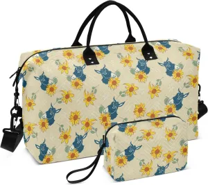 Duffel Bag for Women Donkey Sunflowers Flower Workout Bag Carry On Tote Bag with Adjustable Strap for Trekking Multifunctional