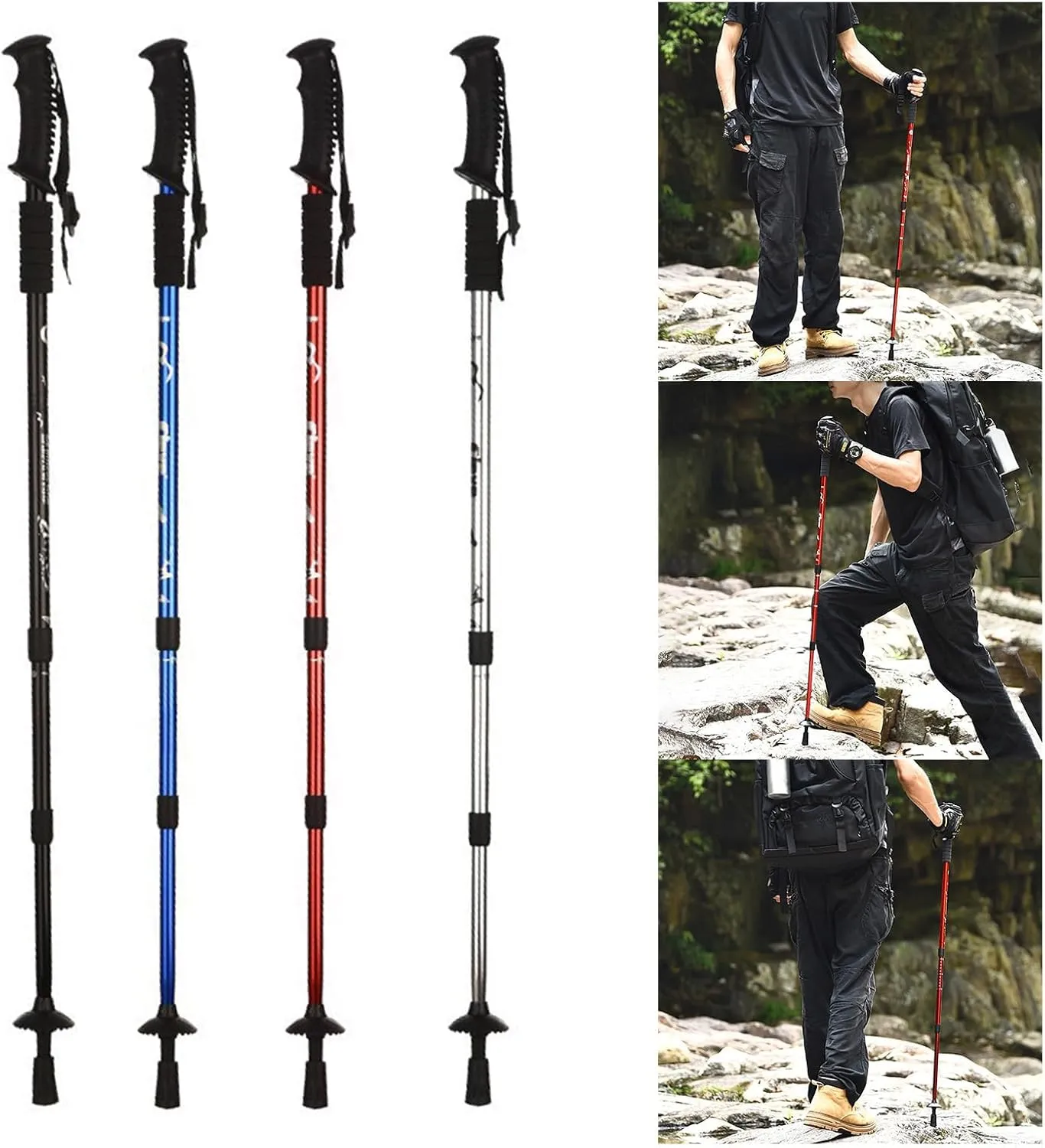 Durability Aluminum Alloys Hiking Poles Retractable Walking Poles Trekking Poles for Comfort and Stability