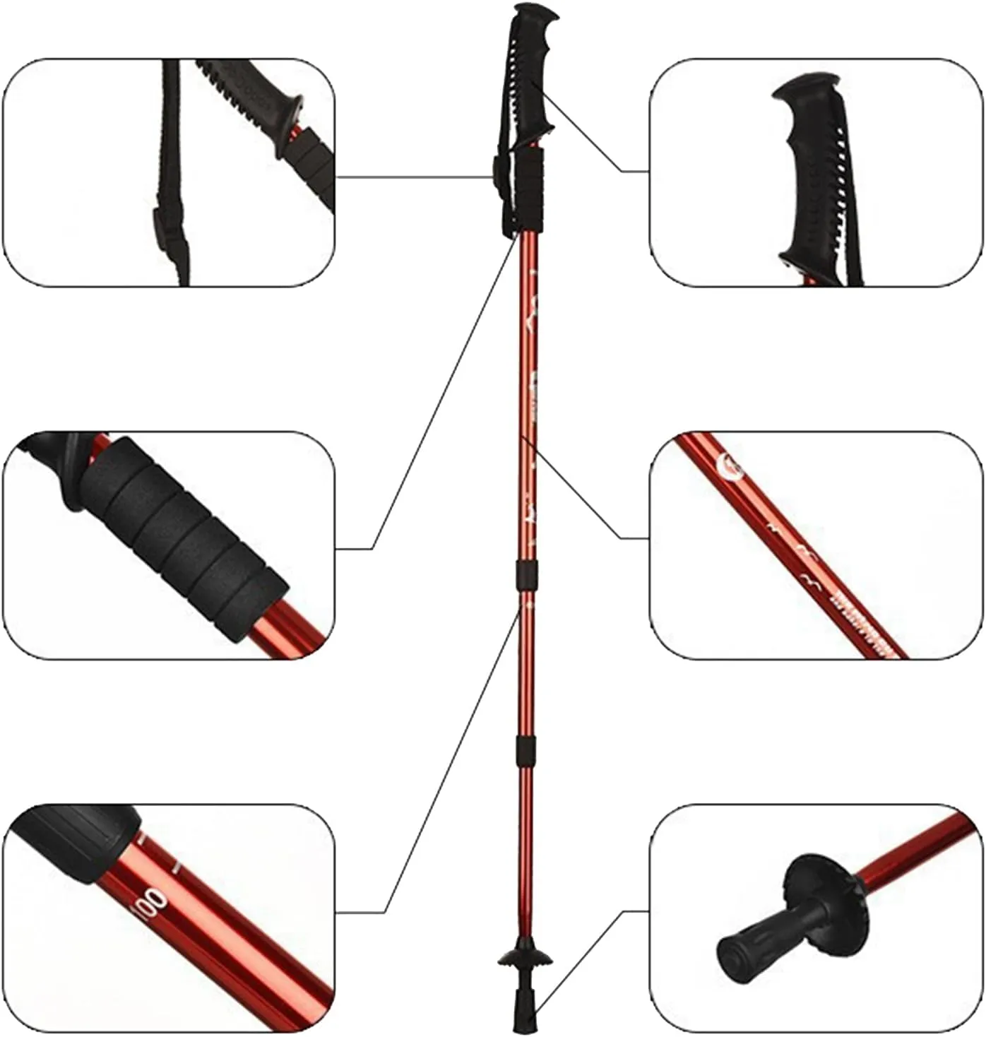 Durability Aluminum Alloys Hiking Poles Retractable Walking Poles Trekking Poles for Comfort and Stability