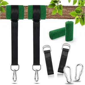 Dxcaicc Tree Swing Straps Hanging Kit (Set of 2), 1.5M/2M Tree Swing Straps Holds 400KG with Tree Protector, Safety Lock Carabiner 2PCS,1.5M