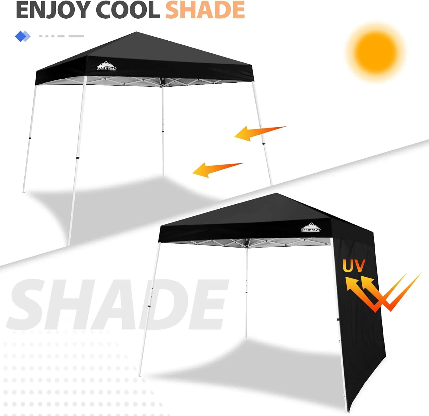 EAGLE PEAK Sunwall/Sidewall for 10x10 Slant Leg Canopy Only, 1 Sidewall, Black