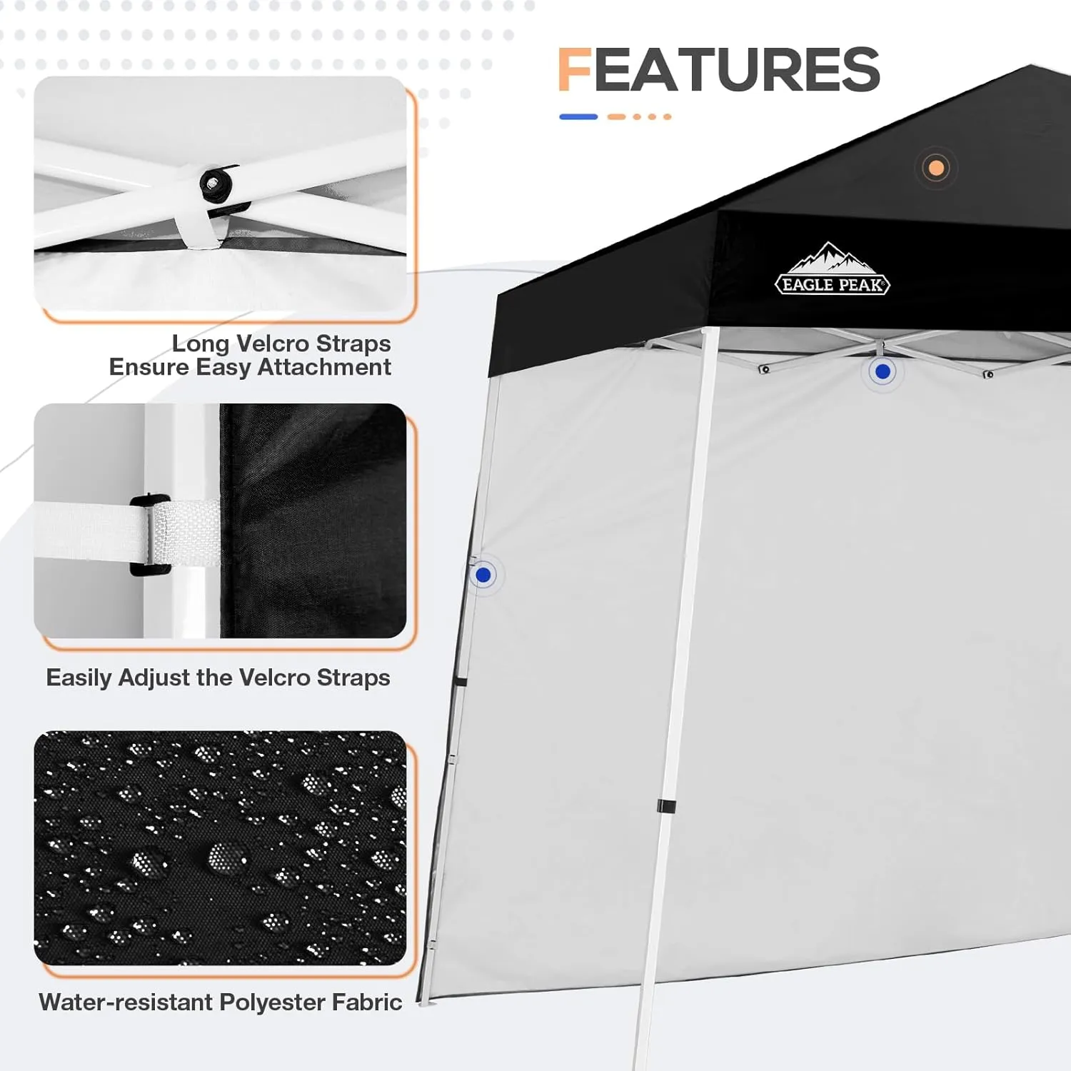 EAGLE PEAK Sunwall/Sidewall for 10x10 Slant Leg Canopy Only, 1 Sidewall, Black