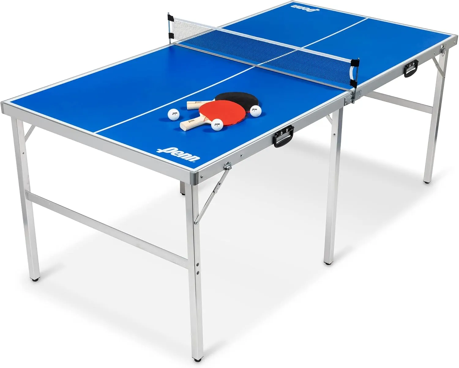 EastPoint Sports Penn Space Saver Table Tennis Table – Fully Assembled 6 Foot x 3 Foot Indoor/Outdoor Portable Table with Net, 2 Ping Pong Paddles and 4 Balls 10 Minute Set Up