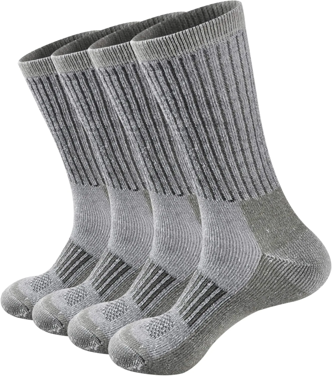ECOEY Men's Merino Wool Cushioned Hiking Trekking Crew Socks 4 Pairs, Middle Calf Length with Moisture Wicking