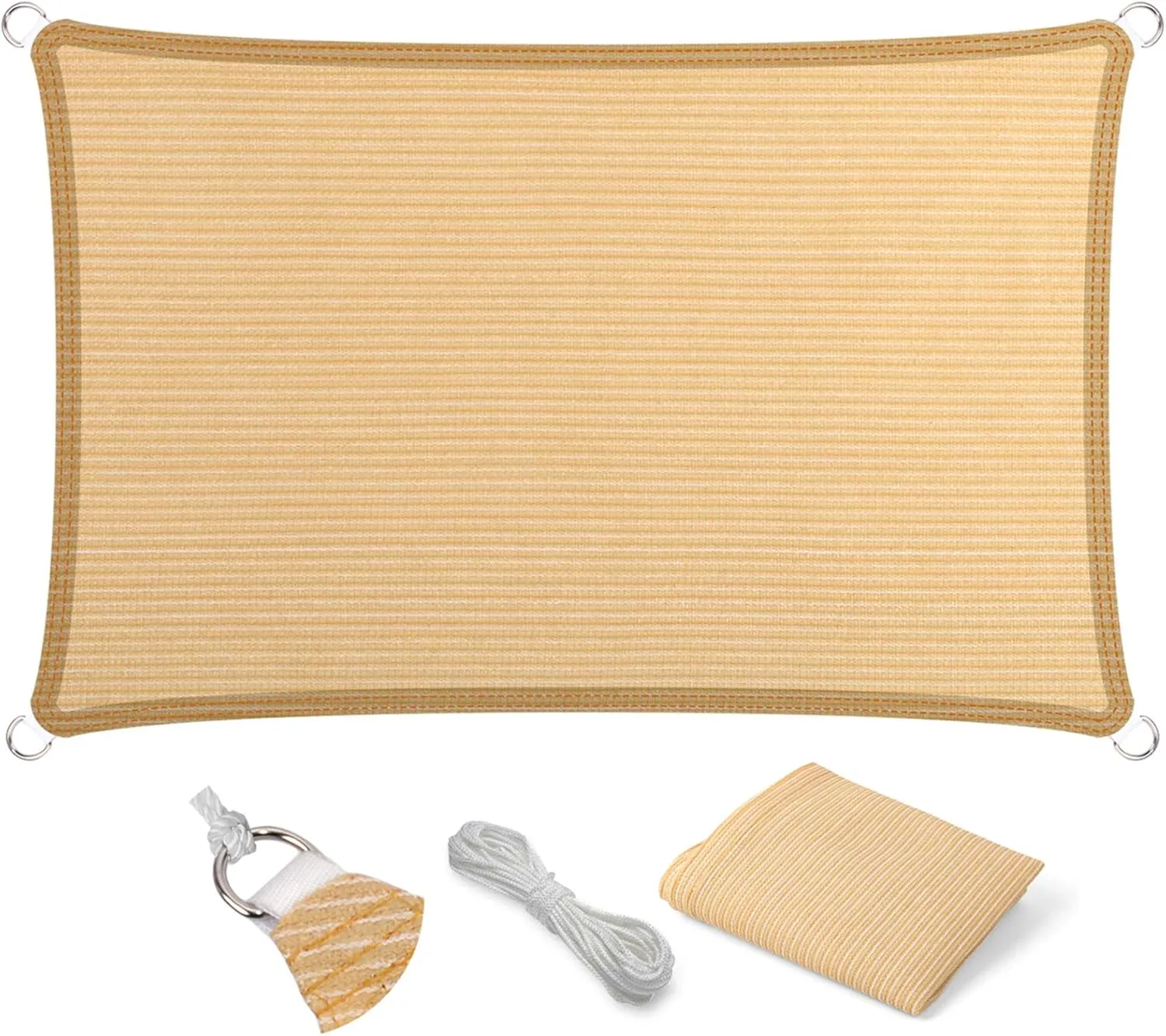 Eden's Decor Straight Flat-Edged Sun Shade Sail Rectangular 4' x 10' Beige UV-Blocking Outdoor Canopy Fabric Cloth Awning for Pergola Patio Garden Backyard Custom Size