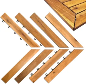 Edges for Interlocking Deck Tiles | Snap Together Edge for Wooden Flooring | Floor Decking Tile Edge - 12 x 12 Acacia Hardwood Outdoor Flooring Patio, Wooden Floor Balcony (Edge Corner 8 Pack)