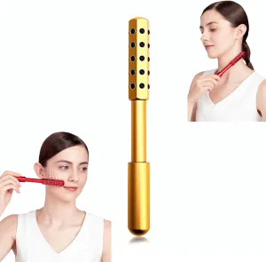 Elarique Glow Sculpting Beauty Roller – 2025 Facial Massage Tool for Lifting & Tightening, Tourmaline & Germanium Face Roller, Cooling & Sculpting, Ergonomic Handle for Skincare (Gold)