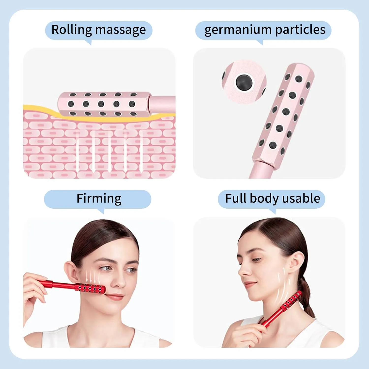 Elarique Glow Sculpting Beauty Roller – 2025 Facial Massage Tool for Lifting & Tightening, Tourmaline & Germanium Face Roller, Cooling & Sculpting, Ergonomic Handle for Skincare (Gold)