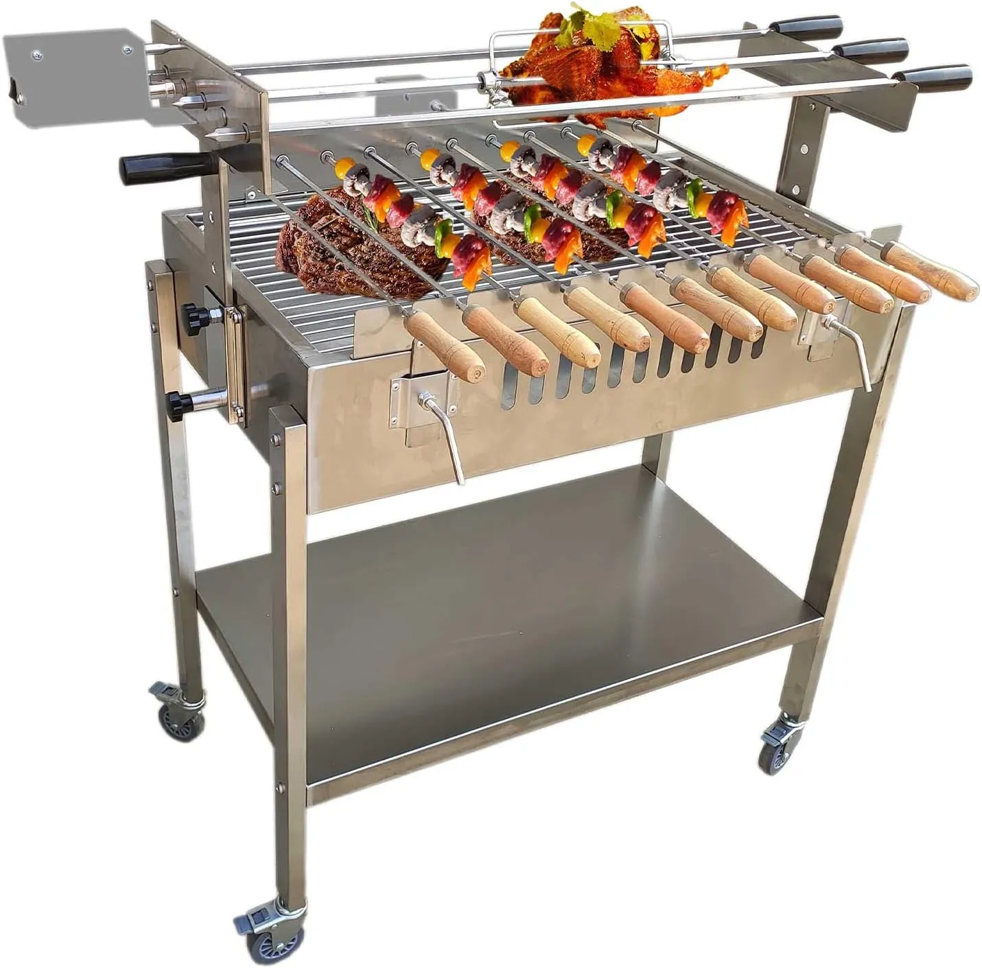 Electric Automatic BBQ Rotisserie Grill Kit Multifunctional Charcoal Grill Outdoor Camping Large Stainless Steel Grill for Pig Rotisserie Hog Lamb