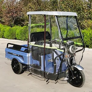 Electric Tricycle Protective Cover for Rain Sun Snow Proof, Sanbengzi Cover with Wipers & Reflective Strips, Easy to Install Tricycle Frame Canopy(Gray,31.5inch/80cm Wide)