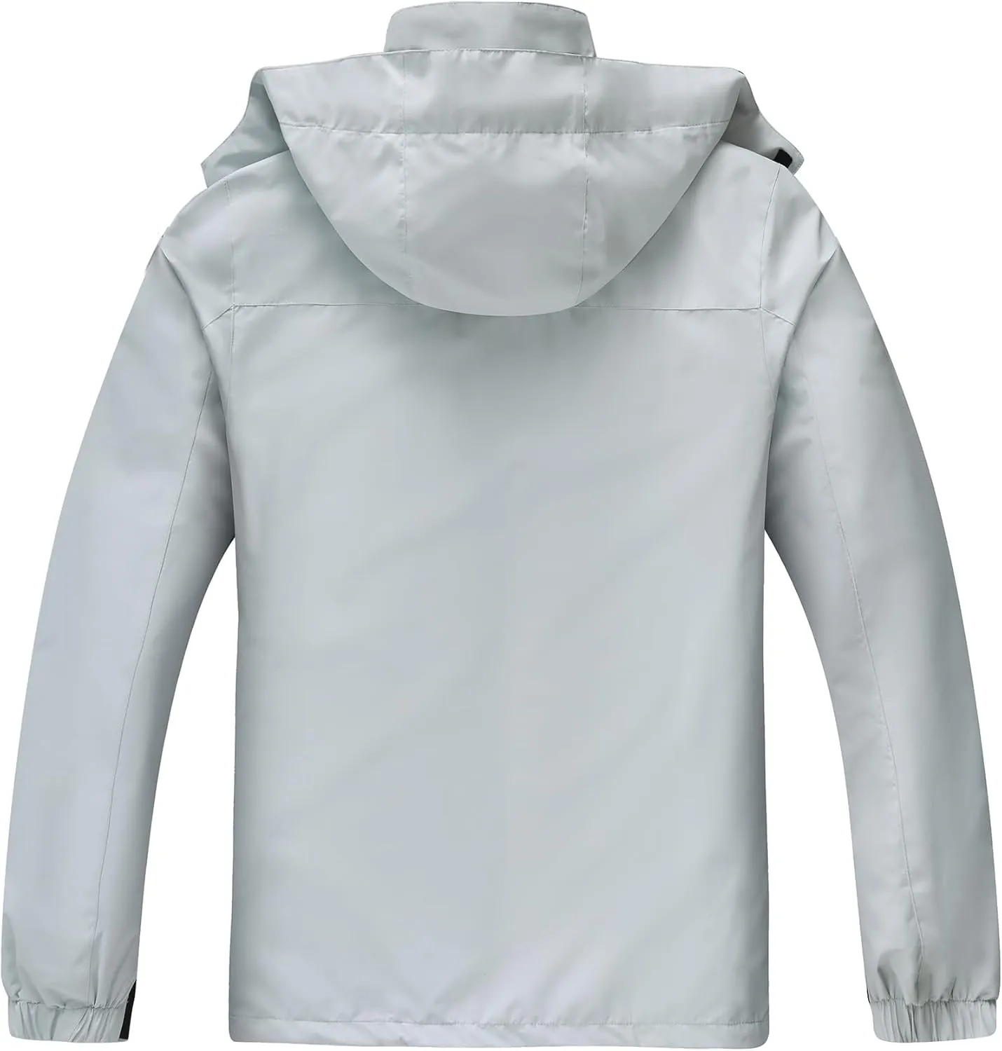 ELLSWOS Men's Waterproof Raincoat Lightweight Rain Jacket with Detachable Hood Softshell Windbreakerl for Hiking Travel