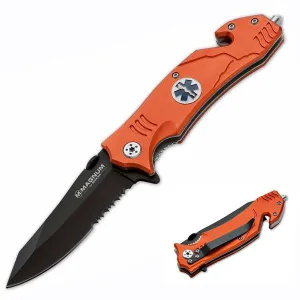 EMS Rescue, Orange Aluminum Handle, Black ComboEdge