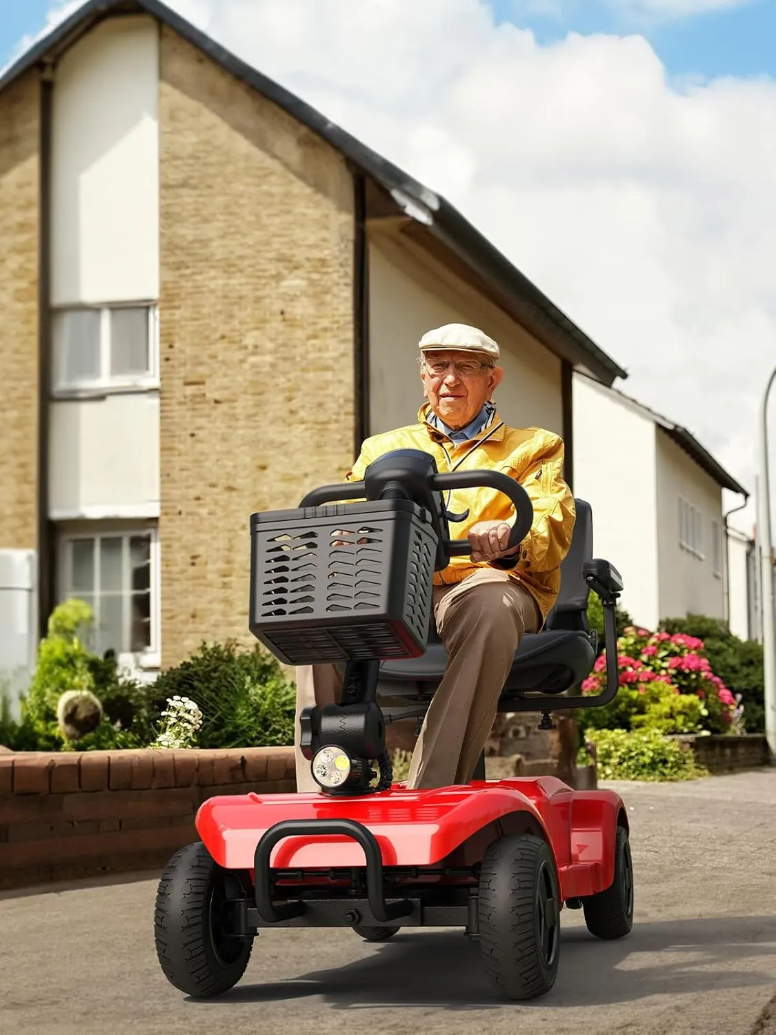 ENGWE Folding 4 Wheel Mobility Scooter,15 Mile Long Range, 250W Electric Powered Mobile Wheelchair for Seniors Adult with Detachable Basket, Front Light (Blue, XL Cushion)