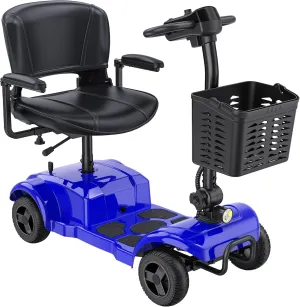 ENGWE Folding 4 Wheel Mobility Scooter,15 Mile Long Range, 250W Electric Powered Mobile Wheelchair for Seniors Adult with Detachable Basket, Front Light (Blue, XL Cushion)