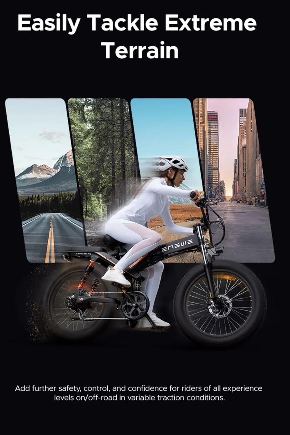 ENGWE X24/X26 1200W Electric Bike for Adults, 26" x 4.0 Fat Tire Folding Ebike with Single/Dual Removable Battery 48V 19.2AH/ 10AH up to 62/94Miles & 31MPH