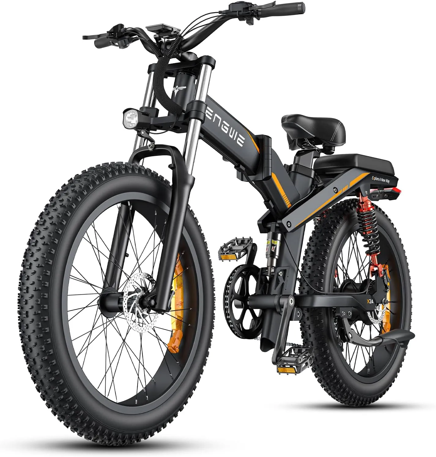 ENGWE X24/X26 1200W Electric Bike for Adults, 26" x 4.0 Fat Tire Folding Ebike with Single/Dual Removable Battery 48V 19.2AH/ 10AH up to 62/94Miles & 31MPH
