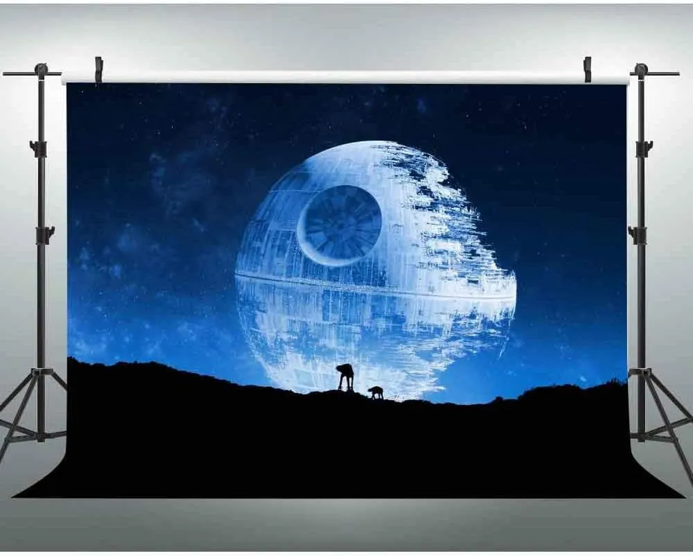 EOA 5(W) x3(H) FT Blue Death Star Photography Backdrop Galactic Superweapon Star Wars Fans Background Man Cave Tapestry Banner Studio Props