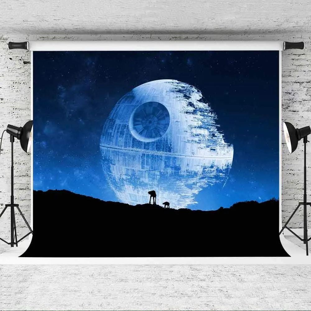 EOA 5(W) x3(H) FT Blue Death Star Photography Backdrop Galactic Superweapon Star Wars Fans Background Man Cave Tapestry Banner Studio Props