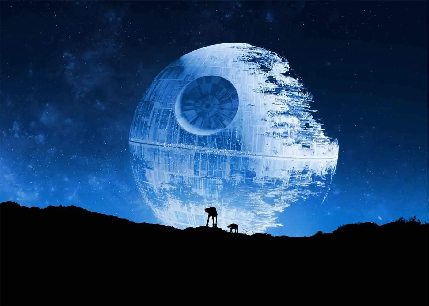 EOA 5(W) x3(H) FT Blue Death Star Photography Backdrop Galactic Superweapon Star Wars Fans Background Man Cave Tapestry Banner Studio Props