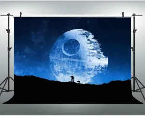 EOA 5(W) x3(H) FT Blue Death Star Photography Backdrop Galactic Superweapon Star Wars Fans Background Man Cave Tapestry Banner Studio Props