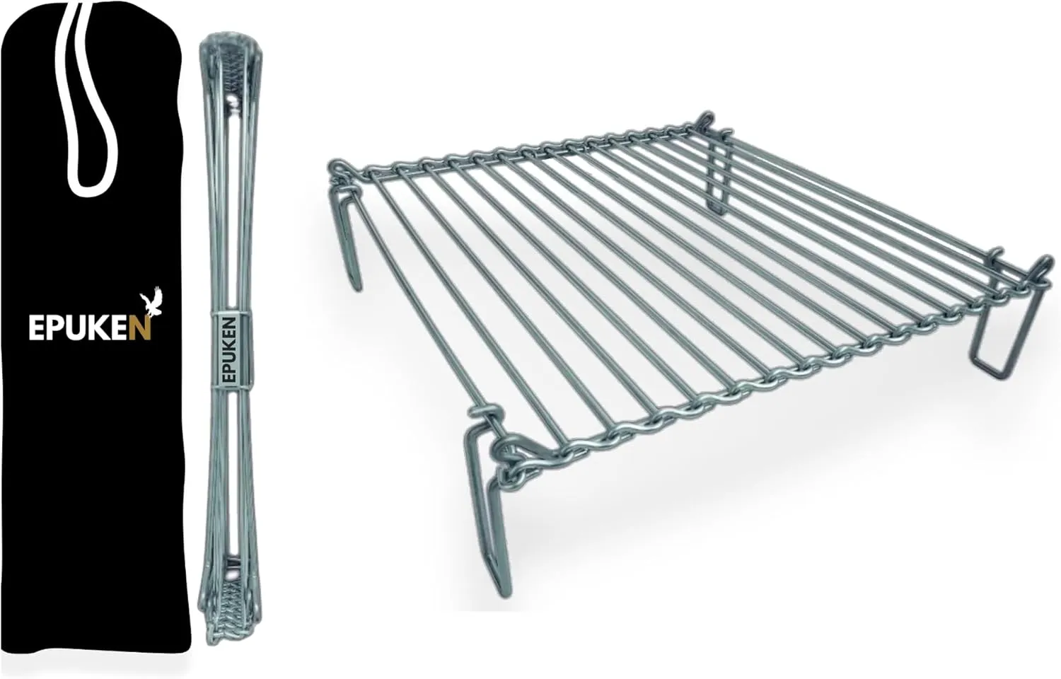 EPUKEN® Portable Folding Grill – Lightweight 2.65 lbs Stainless Steel BBQ | Compact Campfire Grill for Camping, Hiking & Outdoor Cooking