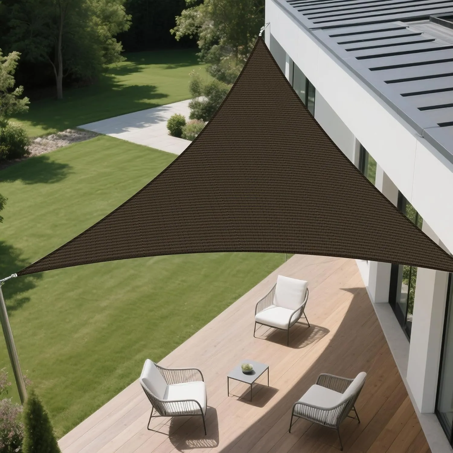 Equilateral Triangle Shade Sail 12' x 12' x 12' Canopy to Block Sunlight for Outdoor Patio Garden Patio Deck Pergola (Brown)