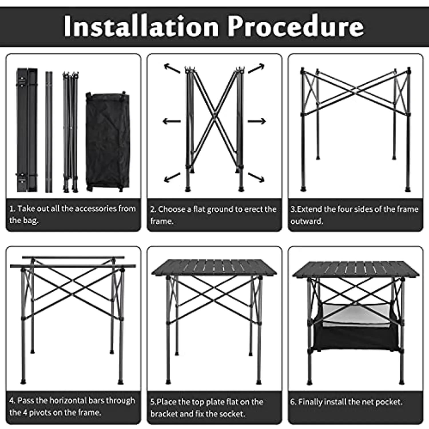 Esup Folding Camping Table Portable Ultralight Picnic Aluminum Roll-up Compact Table with Carrying Bag for Hiking,Outdoor,Camping, Beach,Backyard, BBQ, Party, Patio, Fishing