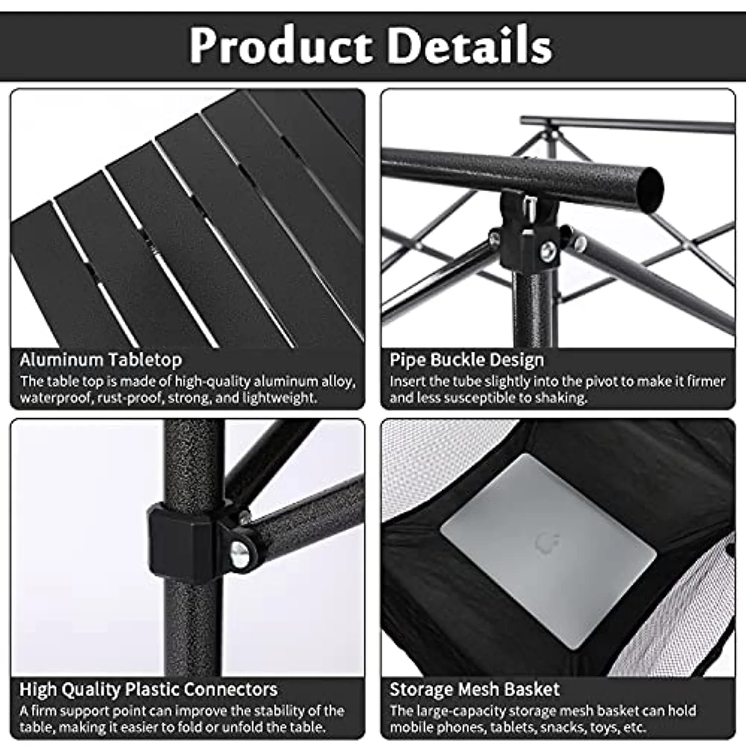 Esup Folding Camping Table Portable Ultralight Picnic Aluminum Roll-up Compact Table with Carrying Bag for Hiking,Outdoor,Camping, Beach,Backyard, BBQ, Party, Patio, Fishing