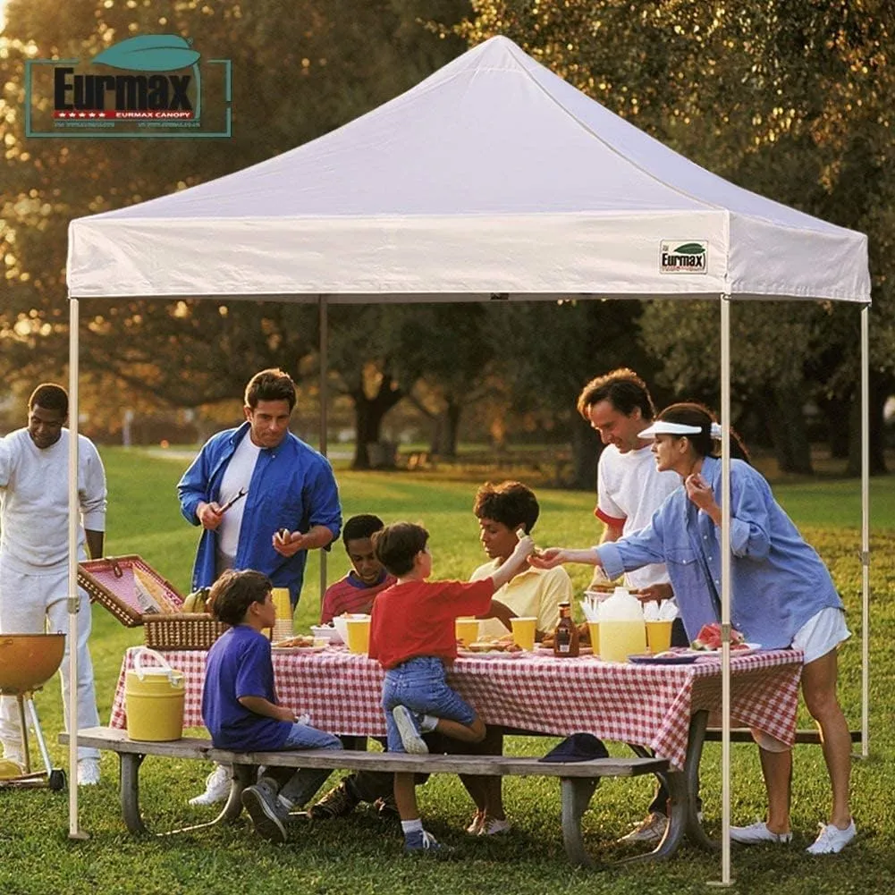 Eurmax USA New 10x10 Pop Up Canopy Replacement Canopy Tent Top Cover, Instant Canopy Top Cover ONLY, Choose 30 Colors,Bonus 4PC Pack Weight Bag (Stripe Green)