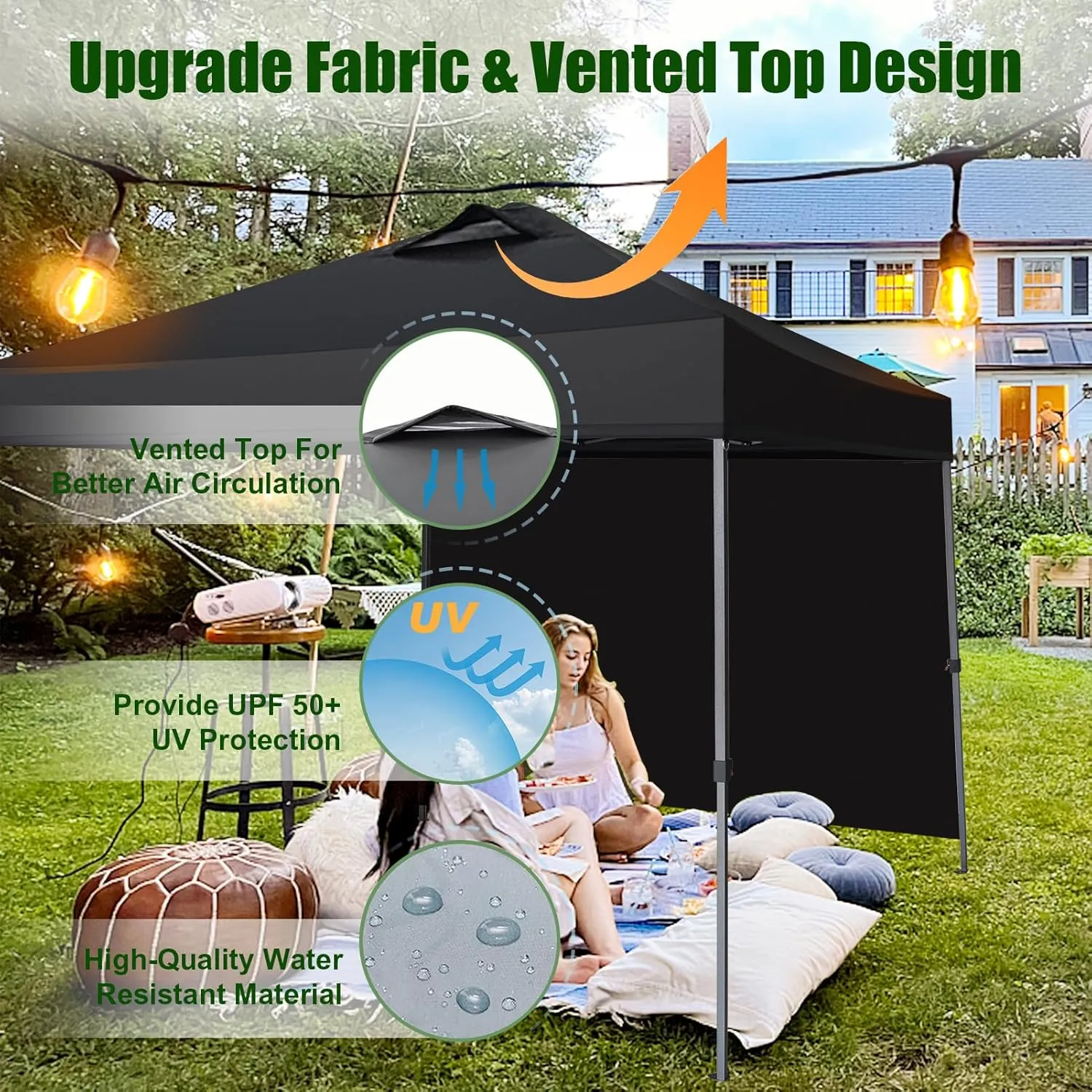 Eurmax USA NOMATTER ONE-Person Open&Close 10x10ft Pop Up Canopy Tent,Portable Shelter Canopy for Outdoor Events with 1 Removable Sidewall,Instant Canopies,Temporary Sunshade,Bonus 4 Sand Bags(White)