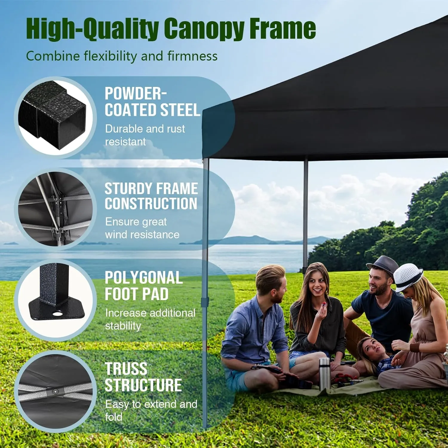 Eurmax USA NOMATTER ONE-Person Open&Close 10x10ft Pop Up Canopy Tent，Portable Shelter for Outdoor Events，Instant Canopies, Temporary Sunshade,Bonus 4 Sand Bags(White)