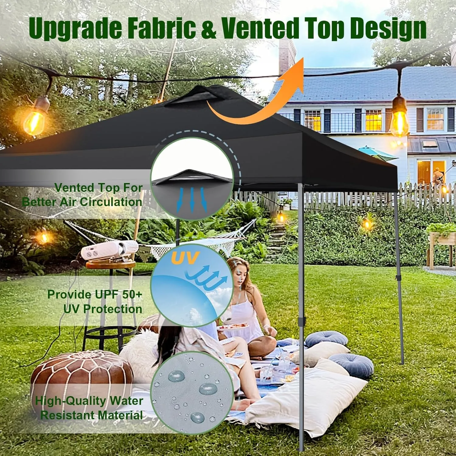 Eurmax USA NOMATTER ONE-Person Open&Close 10x10ft Pop Up Canopy Tent，Portable Shelter for Outdoor Events，Instant Canopies, Temporary Sunshade,Bonus 4 Sand Bags(White)