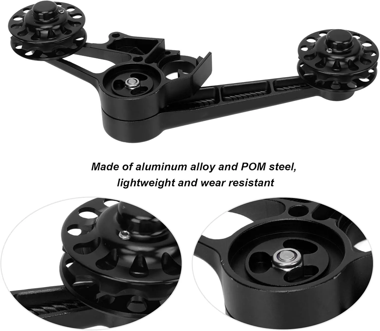 EVTSCAN 10T Folding Bike Chain Tensioner Aluminum Alloy Rear Derailleur Guide Bicycle Accessories for Internal External Gears (Black)