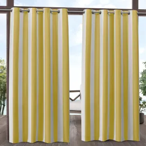 Exclusive Home Canopy Stripe Indoor/Outdoor Grommet Top Curtain Panel, 54"x84", Sunbath / White, Set of 2