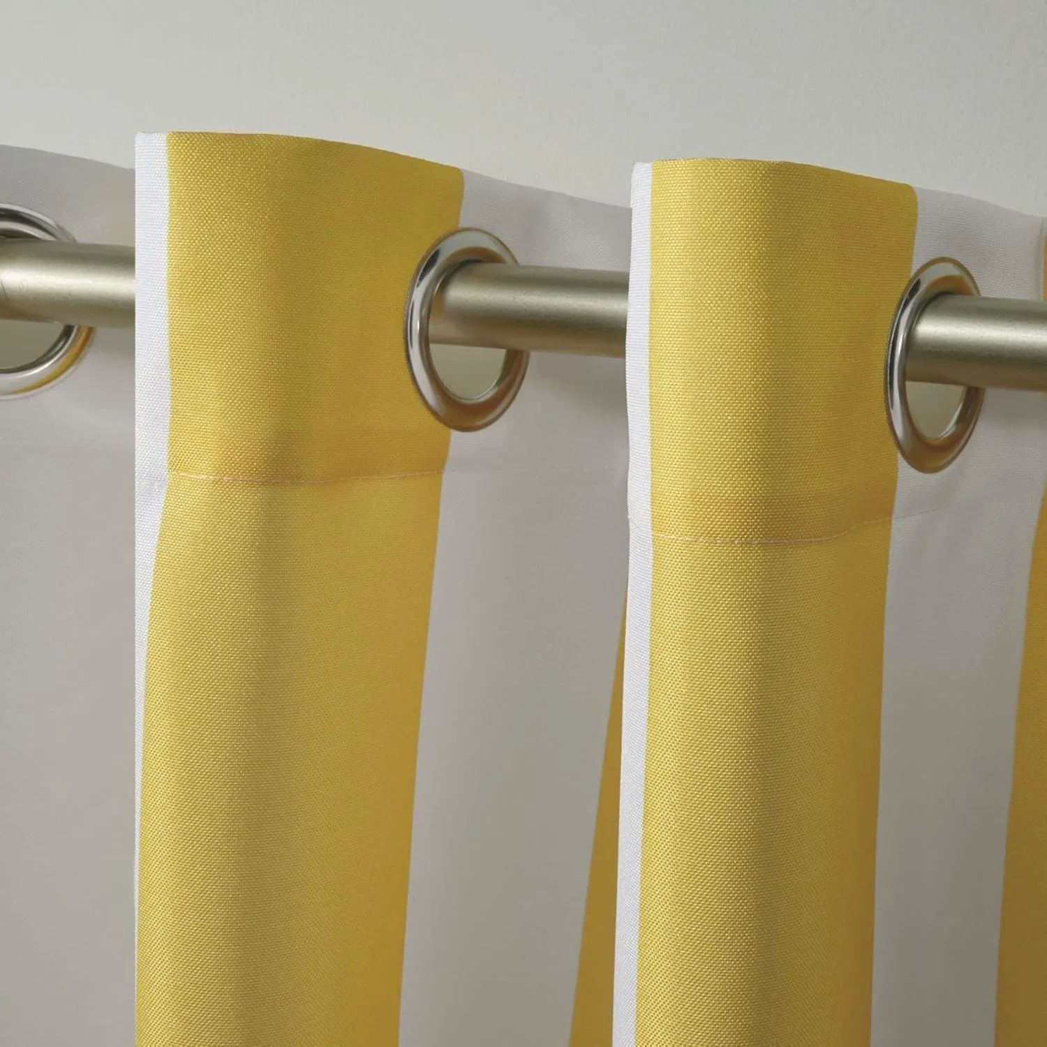 Exclusive Home Canopy Stripe Indoor/Outdoor Grommet Top Curtain Panel, 54"x84", Sunbath / White, Set of 2