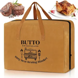 Expanded Capacity BBQ Blanket for Resting Meat - Waxed Canvas BBQ Blanket with Dual Zippers - Thicker Insulated Aluminum Foil Meat Resting Bag for Longer Lasting Flavor and Juiciness (21 In)