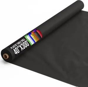 Exquisite Black Plastic Rectangular 300 Feet Tablecloth Roll - Premium Quality Disposable Banquet Table Covers - 40'' x 300' - Elegant for All Occasions