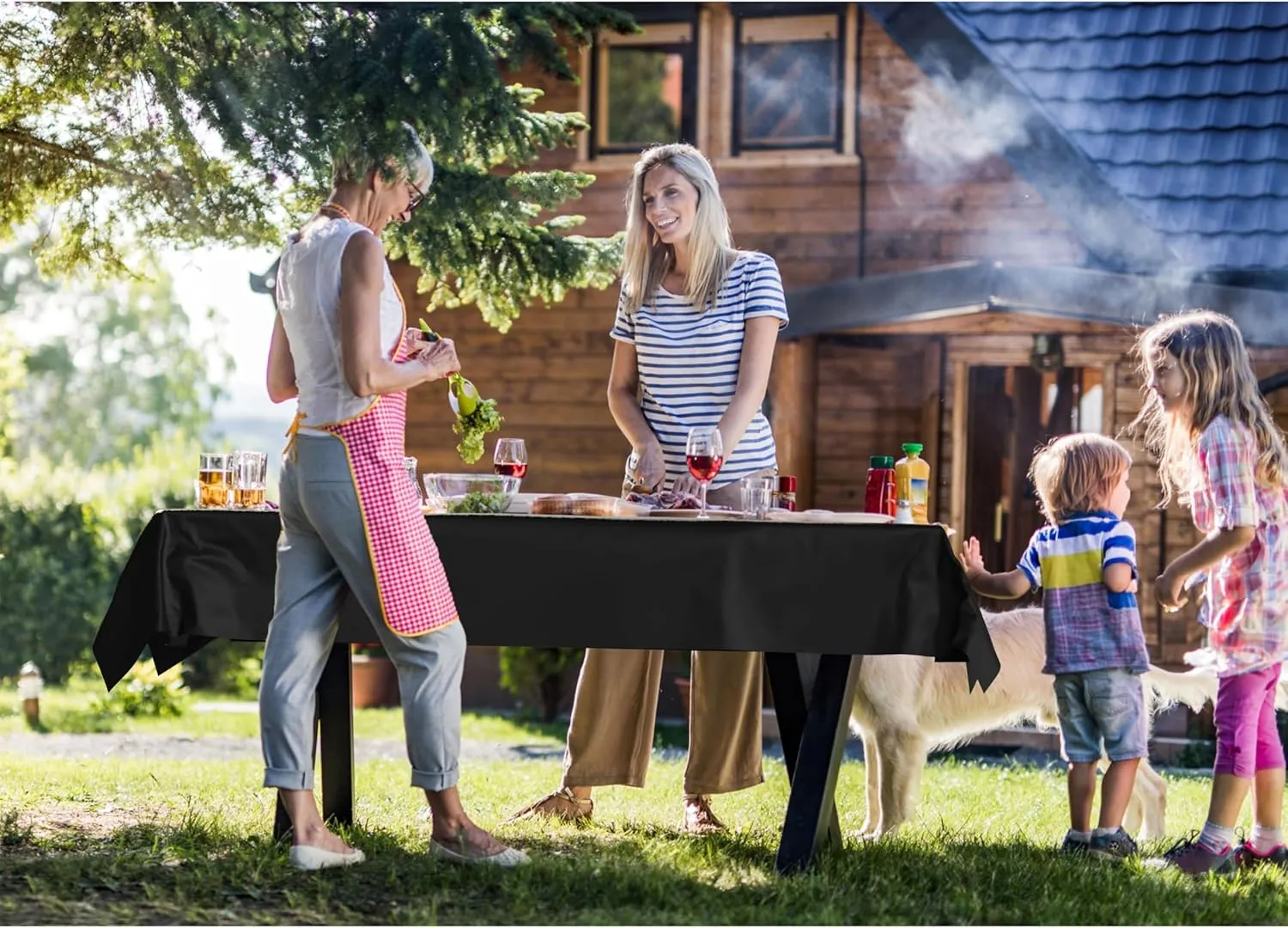 Exquisite Black Plastic Table Cover Roll 40" X 600' Table Cloth Plastic Cover Roll - Premium Quality Thick 0.5 MIL Banquet Rolls - Disposable Tablecloth Rolls