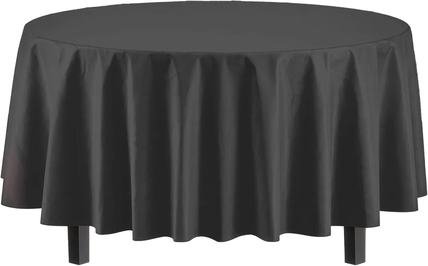 Exquisite Party Solids 12-Pack Premium Plastic Tablecloth 84in. Round Table Cover - Black