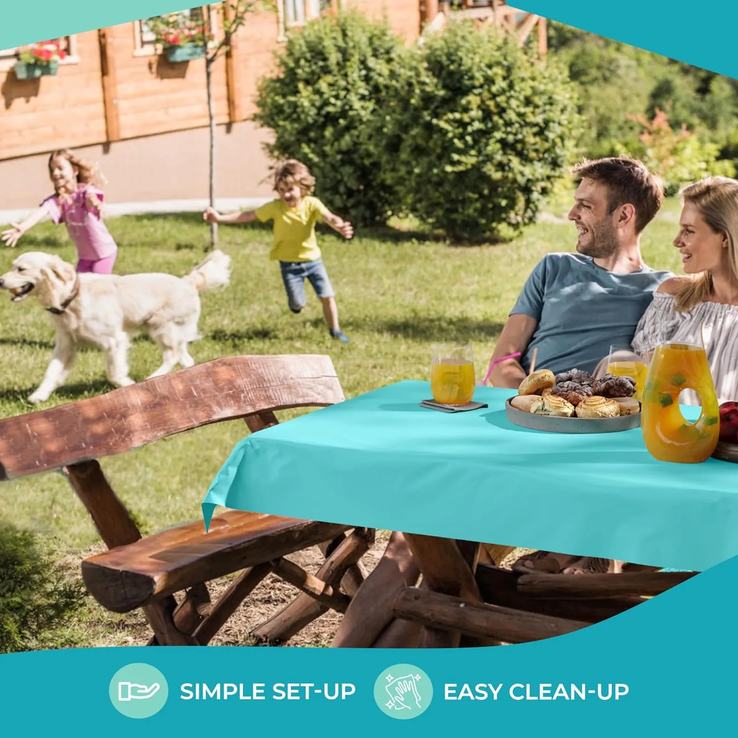 Exquisite Party Solids Aqua Plastic Table Cover Roll 40" X 300' Table Cloth Plastic Cover Roll - Premium Quality Thick 0.5 MIL Banquet Rolls - Disposable Tablecloth Rolls