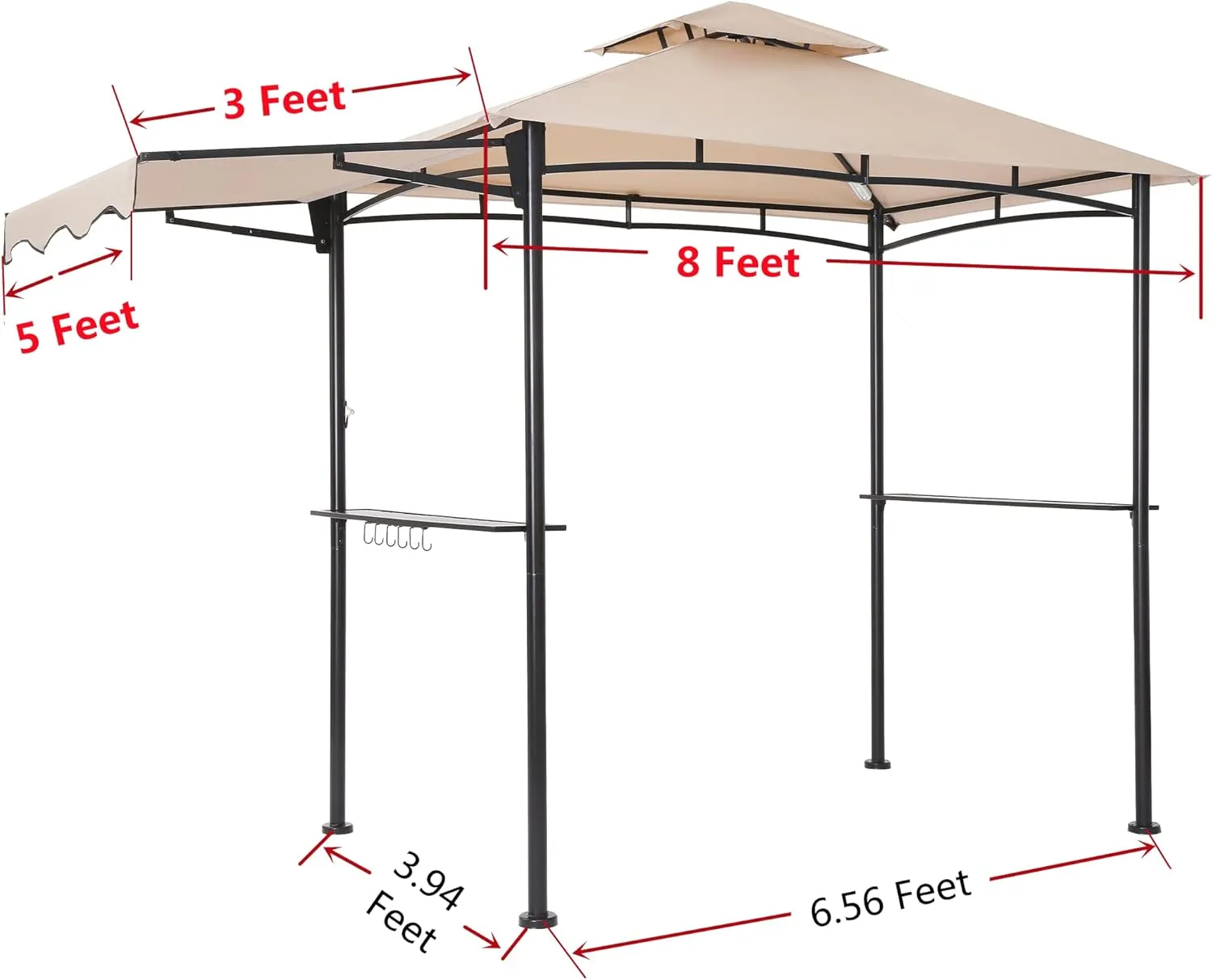 FAB BASED 5x8 Grill Gazebo, Outdoor BBQ Grill Patio Canopy with Extra Shadow & LED Lights, Barbeque Gazebo Canopy (Cream)