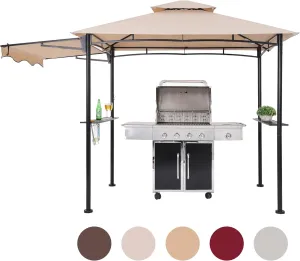 FAB BASED 5x8 Grill Gazebo, Outdoor BBQ Grill Patio Canopy with Extra Shadow & LED Lights, Barbeque Gazebo Canopy (Cream)