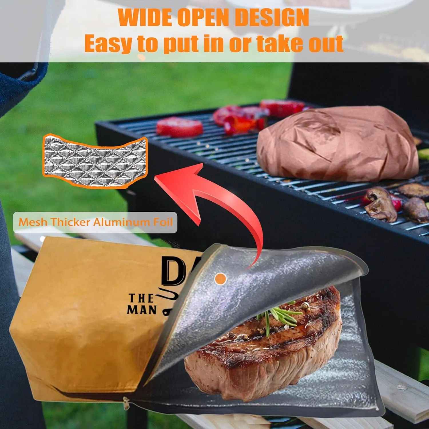 Fathers Day Dad Gifts, Gifts for Dad from Daughter BBQ Blanket with Grill Gloves, Meat Resting Bag for BBQ Smoking, Grilling Gloves Heat Resistant for Outdoor Grill Party on Birthday Christmas