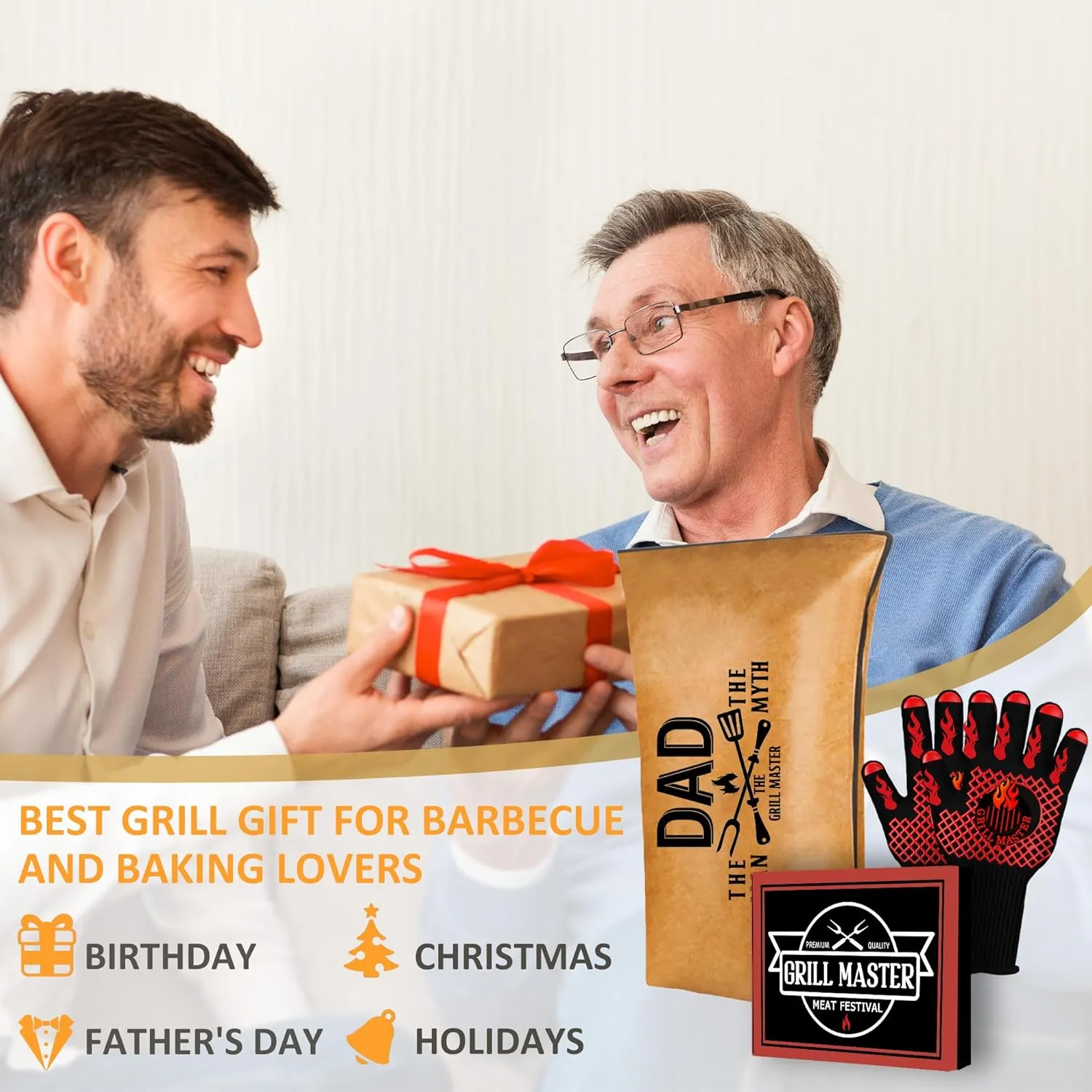 Fathers Day Dad Gifts, Gifts for Dad from Daughter BBQ Blanket with Grill Gloves, Meat Resting Bag for BBQ Smoking, Grilling Gloves Heat Resistant for Outdoor Grill Party on Birthday Christmas