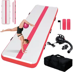 FEATH-R-LITE 10/13ft Inflatable Gymnastics Tumble Track Tumbling Mat 4in Thick Air Floor Tumble Track with Electric Pump for Cheer Leading/Gymnastics/Beach/Gym/Home