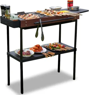 FEBTECH - Portable Charcoal Grill (39.4" x 15" x 29.1") - BBQ Grill Portable for Outdoor Cooking, Tailgating, Picnics, and Camping
