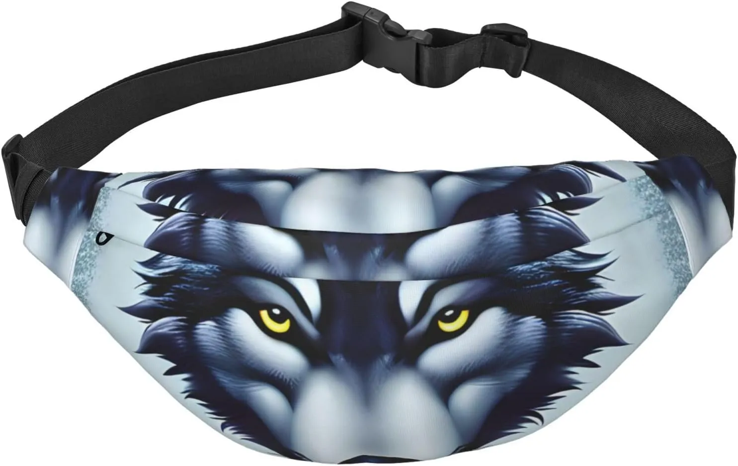 Fierce Wolf Head Men'S And Women'S Waist Pack, Crossbody Bag With Adjustable Belt For Running, Traveling, Sports, Hiking