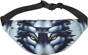 Fierce Wolf Head Men'S And Women'S Waist Pack, Crossbody Bag With Adjustable Belt For Running, Traveling, Sports, Hiking